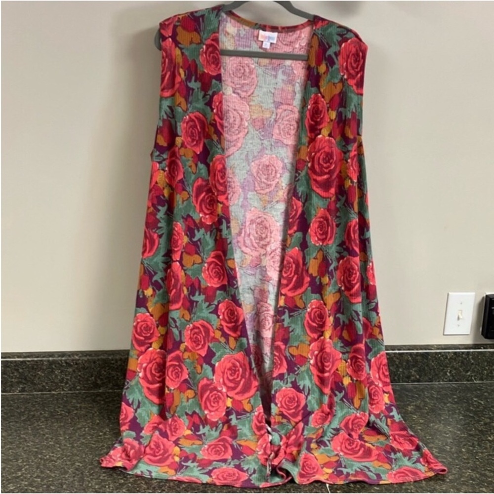 Lularoe Joy long vest roses xl fits size 12-20